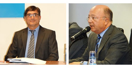 Delfí Sirvent (izquierda) es el nuevo presidente de QFplus y sustituye a Pere Díaz (derecha).