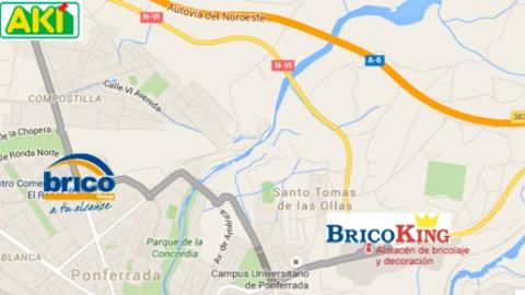 Una vez se aprueben todos los trámites, el nuevo Akí en Ponferrada estaría a escasos kilómetros de los centros Bricogroup (2 km) y Bricoking (5 km).