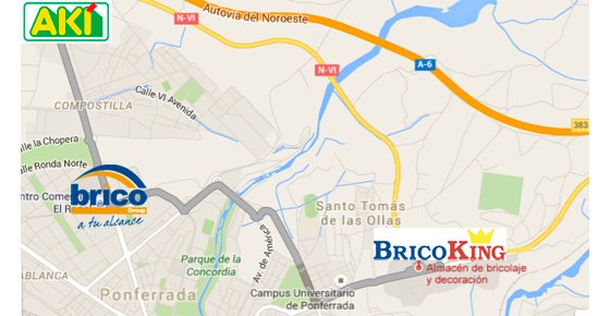Una vez se aprueben todos los trámites, el nuevo Akí en Ponferrada estaría a escasos kilómetros de los centros Bricogroup (2 km) y Bricoking (5 km).
