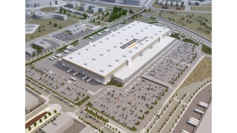 Recreación de cómo será el segundo almacén de Amazon en España.