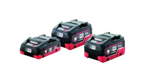 La batería adecuada para cada aplicación: a partir de mayo, los usuarios pueden elegir entre las baterías Metabo LiHD con 8,0 Ah, 5,5 Ah y la batería compacta de 4,0 Ah. Las tres representan fuentes de alimentación LiHD-Power completas.