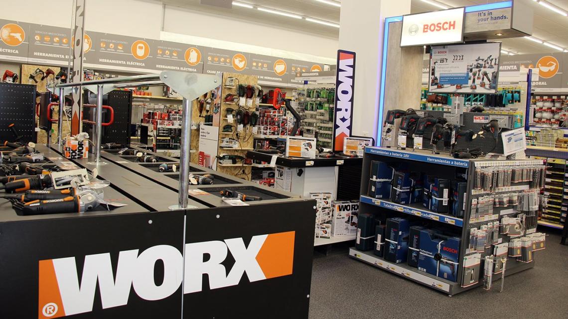 La sección de herramientas eléctricas cuenta con dos marcas protagonistas: Bosch y Worx.