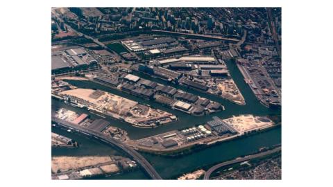Imagen aérea del puerto fluvial de Gennevilliers (Wikipedia).