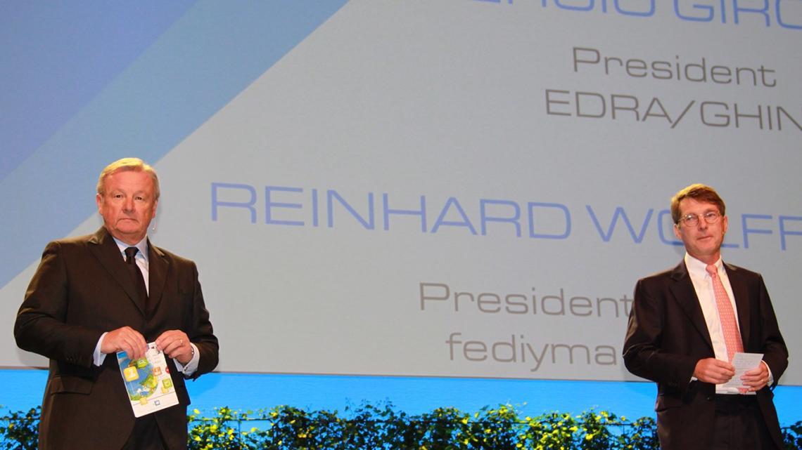 Sergio Giraldi y Reinhard Wolff, presidentes de EDRA y FEDIYMA, respectivamente.