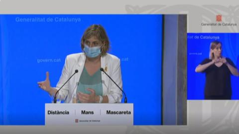 Alba Vergés, consellera de Salud de la Generalitat de Cayalunya, durante la rueda de prensa de esta mañana..