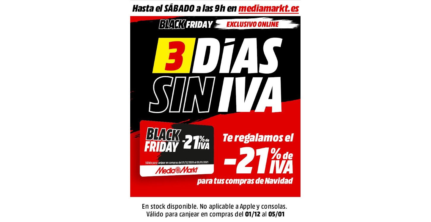 salir corrupción Asesinar MediaMarkt anuncia tres días sin IVA para celebrar su 21º aniversario