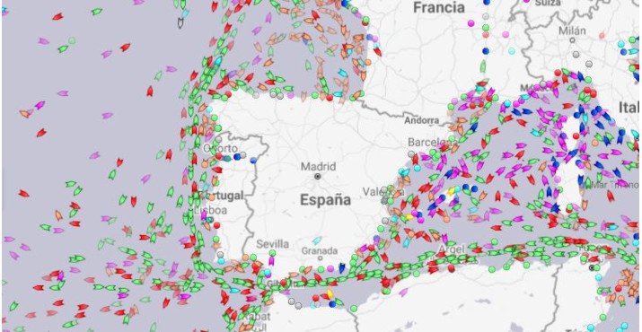 Imagen: Marine Traffic (tráfico marítimo en tiempo real).