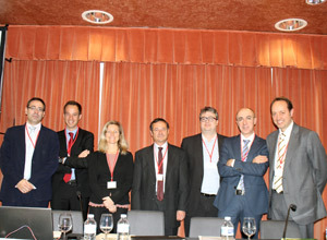 La junta directiva de AFEB. De izquierda a derecha: Carlos del Piñal, Santi Fenoll, Marta Omedes, César Navarro, Bertrand Callier, Jesús Poza y Xavier Merino.