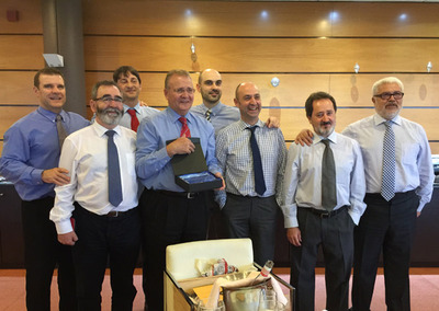 De izquierda a derecha: Jaume Cladellas, Rafael Martínez, José Luis Beltrán, Fernando Bautista, Sergio Quesada, José Miguel Aranceta, Juan Muñoz y Rafael Soria.