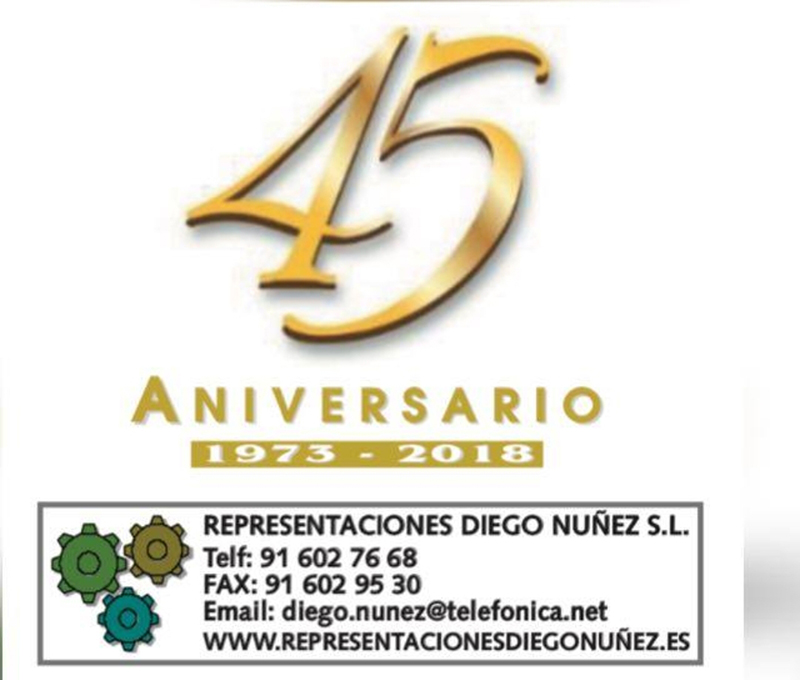 Representaciones Diego Nunez oficinas logo 45 aniversario