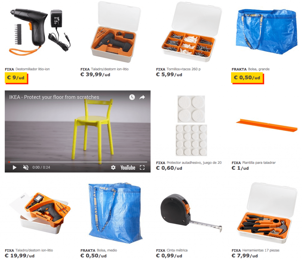 Área de bricolaje en la web de IKEA