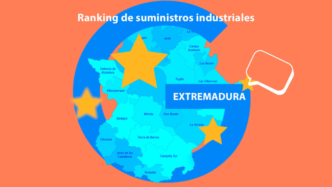 Ranking de los suministros industriales mejor valorados de Extremadura, según los usuarios de Google.